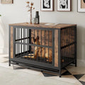Mobili per Cani, Tavolino per Cani in Legno, Gabbia per Cani da 38,9 con 2 Ante Scorrevoli e Telaio in Ferro Spesso, Cuccia Decorativa per Animali Domestici