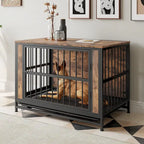 Mobili per Cani, Tavolino per Cani in Legno, Gabbia per Cani da 38,9 con 2 Ante Scorrevoli e Telaio in Ferro Spesso, Cuccia Decorativa per Animali Domestici