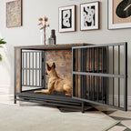 Mobili per Cani, Tavolino per Cani in Legno, Gabbia per Cani da 38,9 con 2 Ante Scorrevoli e Telaio in Ferro Spesso, Cuccia Decorativa per Animali Domestici
