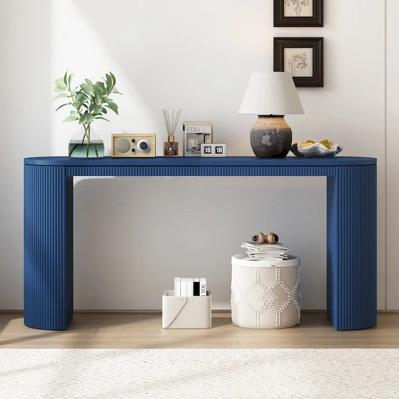 Consolle dal design curvo con motivo a strisce verticali unico, adatta per soggiorno, studio e ingresso