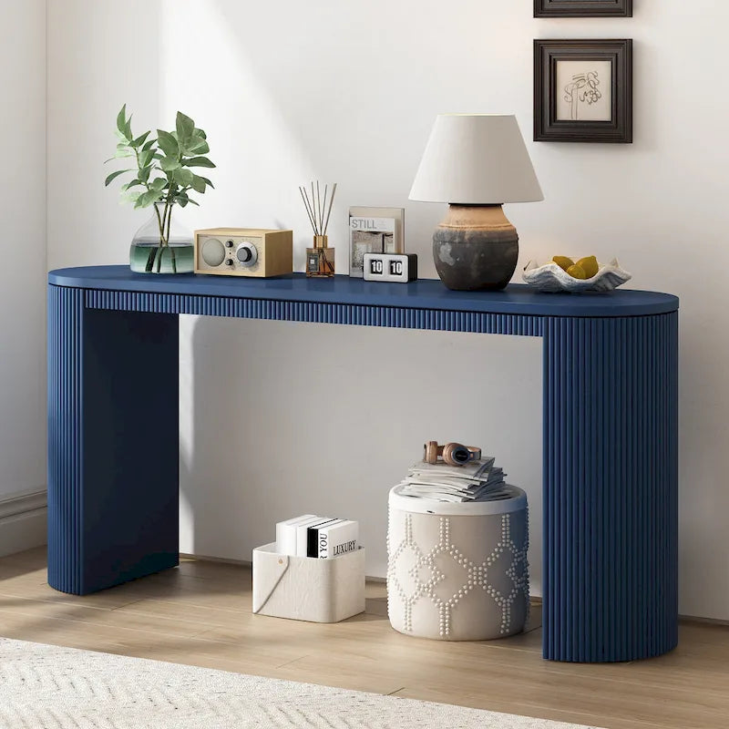 Consolle dal design curvo con motivo a strisce verticali unico, adatta per soggiorno, studio e ingresso