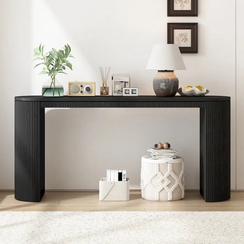 Consolle dal design curvo con motivo a strisce verticali unico, adatta per soggiorno, studio e ingresso