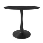 Tavolo da pranzo Bristol 32 rotondo minimalista per 4 persone, con piano in pietra sinterizzata e base a piedistallo in ferro nero per cucina e sala da pranzo