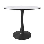 Tavolo da pranzo Bristol 32 rotondo minimalista per 4 persone, con piano in pietra sinterizzata e base a piedistallo in ferro nero per cucina e sala da pranzo