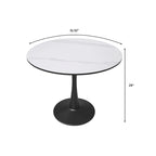 Tavolo da pranzo Bristol 32 rotondo minimalista per 4 persone, con piano in pietra sinterizzata e base a piedistallo in ferro nero per cucina e sala da pranzo