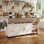 Carrello da cucina con isola pieghevole, 2 cassetti, 2 armadietti e portasciugamani Buffet Sidboard