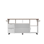 Carrello da cucina con isola pieghevole, 2 cassetti, 2 armadietti e portasciugamani Buffet Sidboard