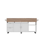 Carrello da cucina con isola pieghevole, 2 cassetti, 2 armadietti e portasciugamani Buffet Sidboard