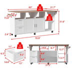 Carrello da cucina con isola pieghevole, 2 cassetti, 2 armadietti e portasciugamani Buffet Sidboard