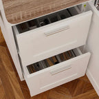 Carrello da cucina con isola pieghevole, 2 cassetti, 2 armadietti e portasciugamani Buffet Sidboard