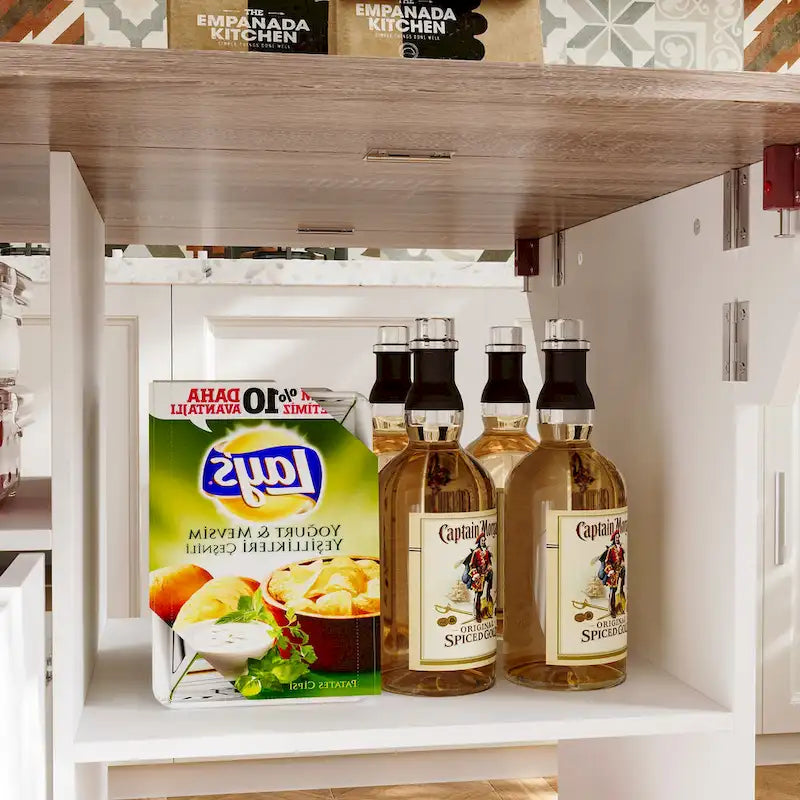 Carrello da cucina con isola pieghevole, 2 cassetti, 2 armadietti e portasciugamani Buffet Sidboard