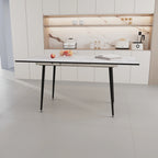 Tavolo da Pranzo Moderno Minimalista con Gambe Opache Effetto Marmo Allungabili per Cucina Soggiorno o Riunioni