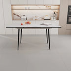Tavolo da Pranzo Moderno Minimalista con Gambe Opache Effetto Marmo Allungabili per Cucina Soggiorno o Riunioni