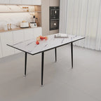 Tavolo da Pranzo Moderno Minimalista con Gambe Opache Effetto Marmo Allungabili per Cucina Soggiorno o Riunioni