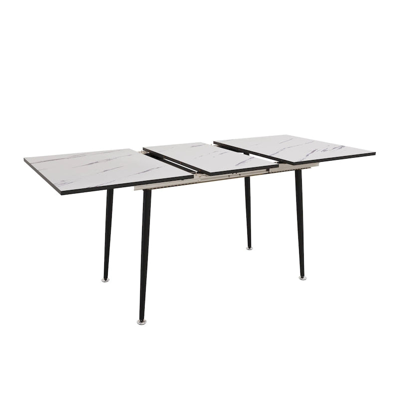 Tavolo da Pranzo Moderno Minimalista con Gambe Opache Effetto Marmo Allungabili per Cucina Soggiorno o Riunioni