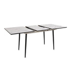 Tavolo da Pranzo Moderno Minimalista con Gambe Opache Effetto Marmo Allungabili per Cucina Soggiorno o Riunioni