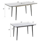 Tavolo da Pranzo Moderno Minimalista con Gambe Opache Effetto Marmo Allungabili per Cucina Soggiorno o Riunioni