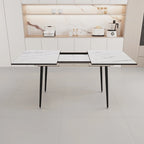 Tavolo da Pranzo Moderno Minimalista con Gambe Opache Effetto Marmo Allungabili per Cucina Soggiorno o Riunioni