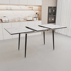 Tavolo da Pranzo Moderno Minimalista con Gambe Opache Effetto Marmo Allungabili per Cucina Soggiorno o Riunioni