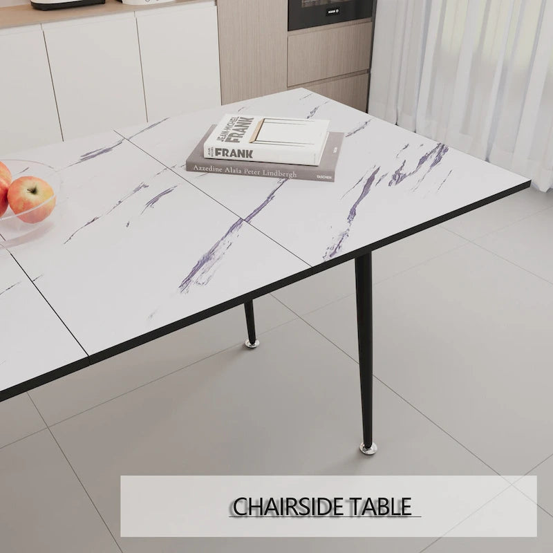Tavolo da Pranzo Moderno Minimalista con Gambe Opache Effetto Marmo Allungabili per Cucina Soggiorno o Riunioni