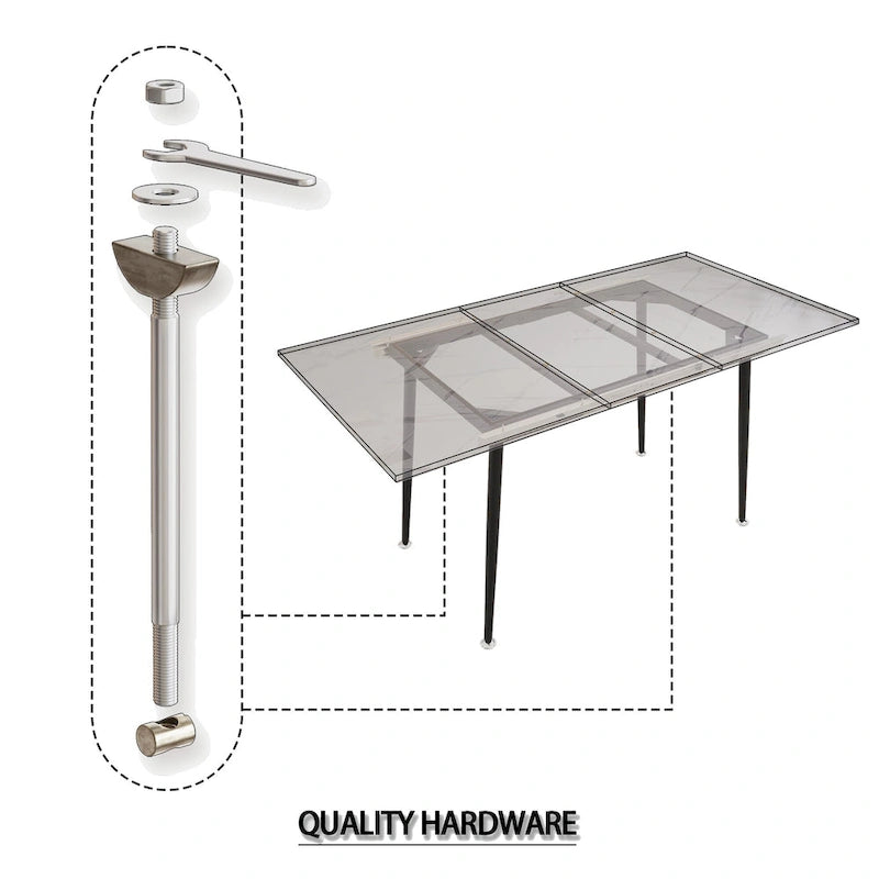 Tavolo da Pranzo Moderno Minimalista con Gambe Opache Effetto Marmo Allungabili per Cucina Soggiorno o Riunioni