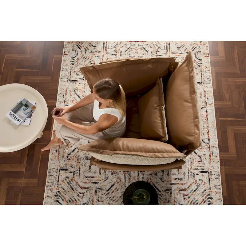 Poltrona Singola Oversize in Ciniglia Stile Moderno, Poltrona Relax per Soggiorno, Camera da Letto