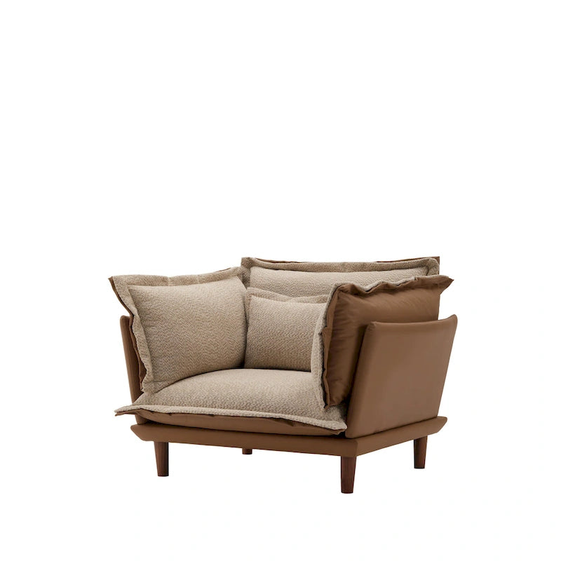 Poltrona Singola Oversize in Ciniglia Stile Moderno, Poltrona Relax per Soggiorno, Camera da Letto