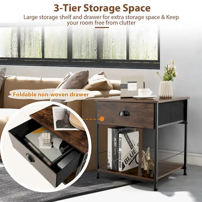 Comodino a 2 livelli con tavolino per camera da letto