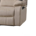 Divano Reclinabile Manuale - Velluto Beige Felpato, Legno Massello, 211 cm