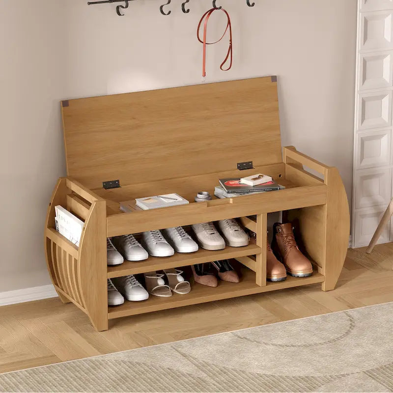 Panca porta scarpe con cuscino e lato curvo