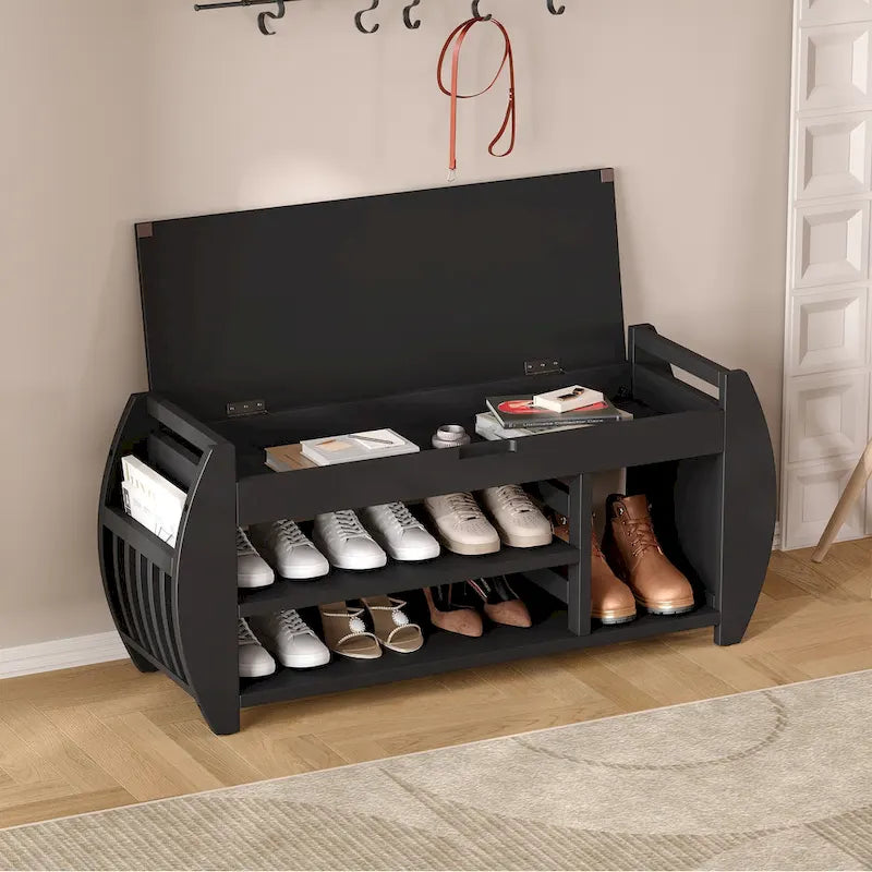 Panca porta scarpe con cuscino e lato curvo