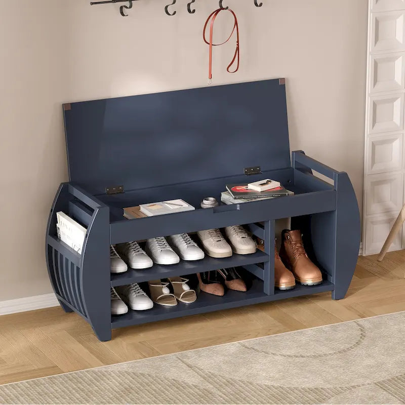 Panca porta scarpe con cuscino e lato curvo