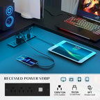 Scrivania a L con cassettiera portadocumenti e supporto per stampante, scrivania ad angolo reversibile per computer con presa di corrente e striscia LED