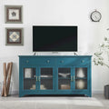 Mobili TV Moderni Coastal Color Teel con 2 Armadietti, 2 Cassetti e Maniglie Dorate per Soggiorno e Camera da Letto