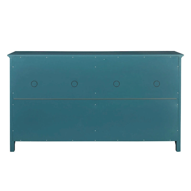 Mobili TV Moderni Coastal Color Teel con 2 Armadietti, 2 Cassetti e Maniglie Dorate per Soggiorno e Camera da Letto
