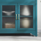 Mobili TV Moderni Coastal Color Teel con 2 Armadietti, 2 Cassetti e Maniglie Dorate per Soggiorno e Camera da Letto