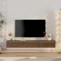 Mobile TV moderno sospeso in legno con 3 vani portaoggetti e luci LED per soggiorno, camera da letto e home theater