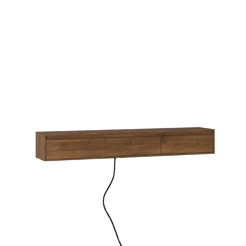 Mobile TV moderno sospeso in legno con 3 vani portaoggetti e luci LED per soggiorno, camera da letto e home theater