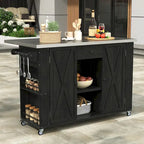 Isola da Cucina da Esterno in Legno Massello di Abete con Piano in Acciaio Inox, Carrello da Esterno Mobile con Ante a Battente, Cassetto