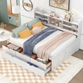 Letto a piattaforma "Captain" in legno full size con librerie integrate, tre cassetti portaoggetti e letto estraibile