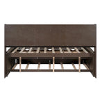 Letto a piattaforma "Captain" in legno full size con librerie integrate, tre cassetti portaoggetti e letto estraibile