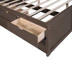 Letto a piattaforma "Captain" in legno full size con librerie integrate, tre cassetti portaoggetti e letto estraibile