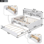 Letto a piattaforma "Captain" in legno full size con librerie integrate, tre cassetti portaoggetti e letto estraibile