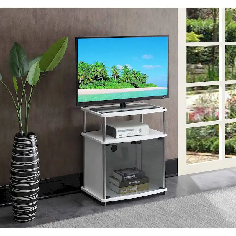 Mobile porta TV da 26" con mobiletto e mensola in vetro nero