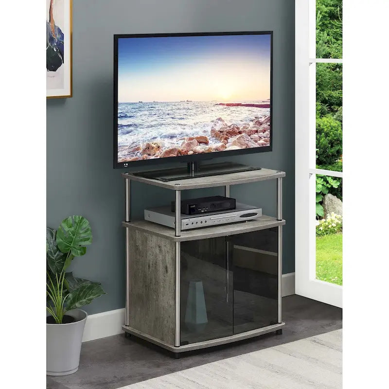 Mobile porta TV da 26" con mobiletto e mensola in vetro nero