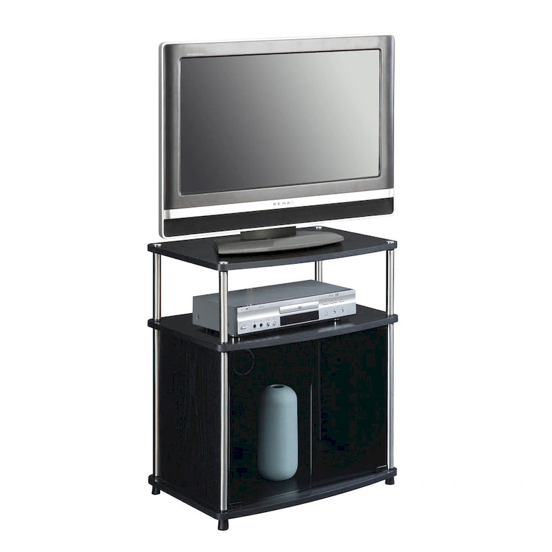 Mobile porta TV da 26" con mobiletto e mensola in vetro nero