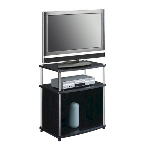 Mobile porta TV da 26" con mobiletto e mensola in vetro nero