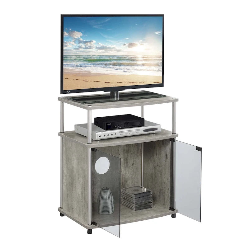 Mobile porta TV da 26" con mobiletto e mensola in vetro nero