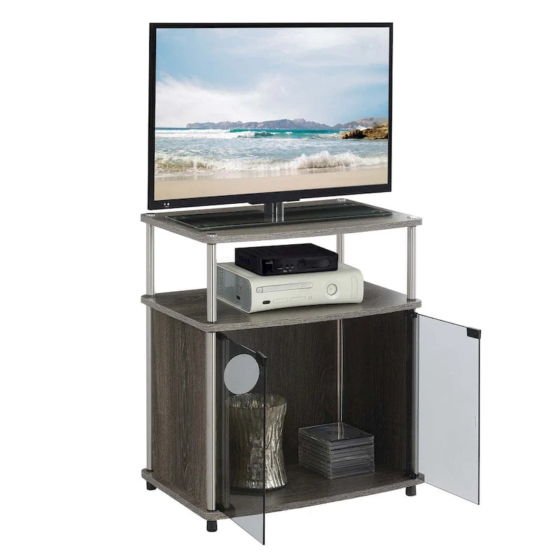 Mobile porta TV da 26" con mobiletto e mensola in vetro nero