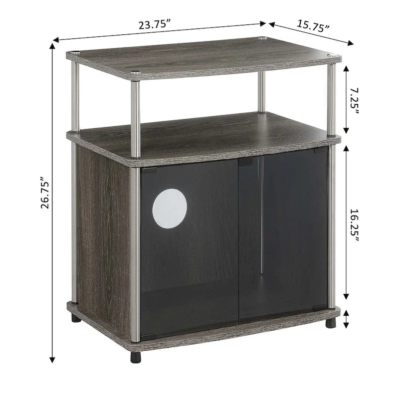 Mobile porta TV da 26" con mobiletto e mensola in vetro nero